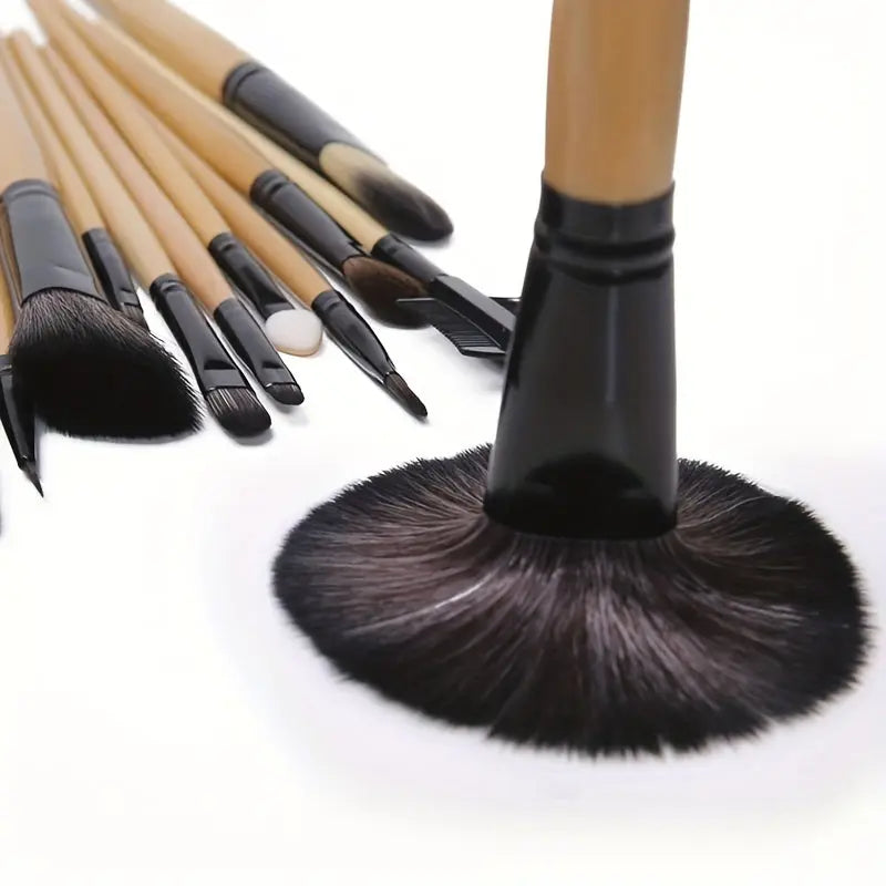 24pcs Professional Makeup Brush Set with Soft Synthetic Bristles for Flawless Foundation, Blush & Eyeshadow Application - Includes Travel Case Chic Le'Meek