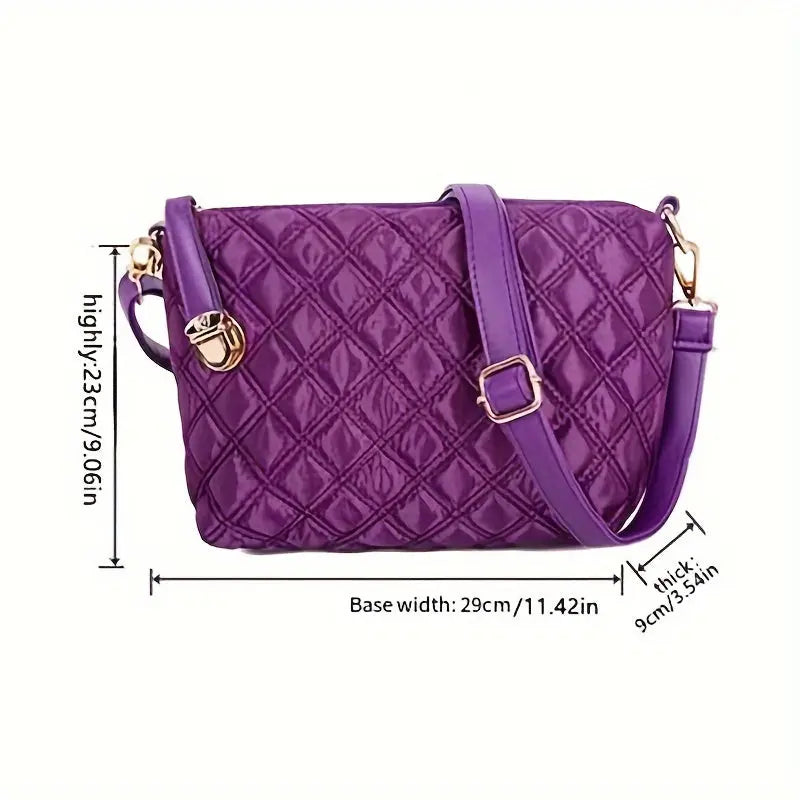 6pcs Chic Argyle Quilted Women's Purse Set - Stylish Solid Color Tote Bag with Boston Handbag, Crossbody Bag, Long Wallet, Wristlet Clutch, Coin Purse, and Key Holder - Perfect for Daily Use, Travel, and Work Chic Le'Meek