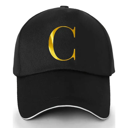 Unisex Polyester Baseball Cap | Adjustable Fit | Lightweight, Breathable & Quick-Dry | Golden Letter Print Embroidery 'M' or 'A' | Ideal for Outdoor Sports and Travel | Stylish Hip-Hop Dad Hat, Casual Wear Hat | Hiphop Style Chic Le'Meek