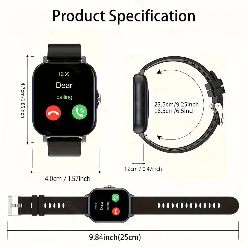 Full Touch Screen 1.83-inch Smart Watch for Men and Women with Wireless Calls, Message Reminders, Sports Tracker, Remote Camera, Weather Notification - USB Rechargeable, Multiple Sports Modes, 240P Resolution, Positioning Nav Chic Le'Meek