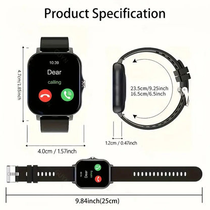 Full Touch Screen 1.83-inch Smart Watch for Men and Women with Wireless Calls, Message Reminders, Sports Tracker, Remote Camera, Weather Notification - USB Rechargeable, Multiple Sports Modes, 240P Resolution, Positioning Nav Chic Le'Meek