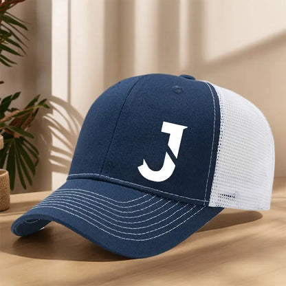 Creative Alphabet J Printed Baseball Cap - Spring/Summer Mesh Breathable Adjustable Bill Cap for Outdoor Leisure, Sports, Hiking, Fishing, and Sun Protection - Polyester Material, Non-Stretch Fabric, Lightweight, Hand Wash or Chic Le'Meek