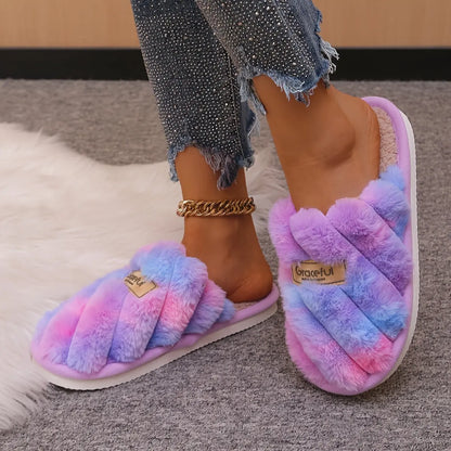Cozy All-Season Non-Slip Striped Slip-on Slippers - Unisex Casual Fabric Upper/Inner EVA Sole Shoes - Hand Washable Comfort Indoor Floor Footwear Chic Le'Meek