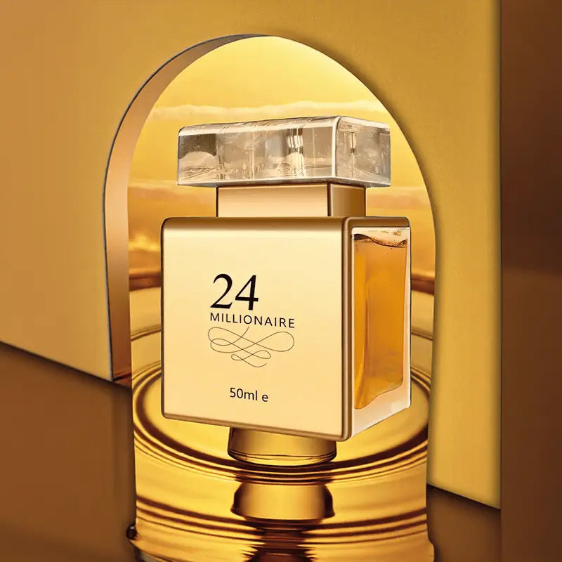 24 Millionaire Eau De Parfum for Women 1.7oz - Luxurious Golden-Tone Transparent Bottle, Long-Lasting Floral & Fruity Scent, 10-20% Concentration, Perfect for Dating, Daily Use & Gift Giving Chic Le'Meek