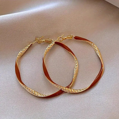 2 Pairs of Red and Green Earrings, Fashionable European and American Niche Temperament, Commuting High-end Retro Drip Oil Simple Geometric Earrings, Valentine's Day Birthday Gift, Women's Jewelry Clearance Chic Le'Meek