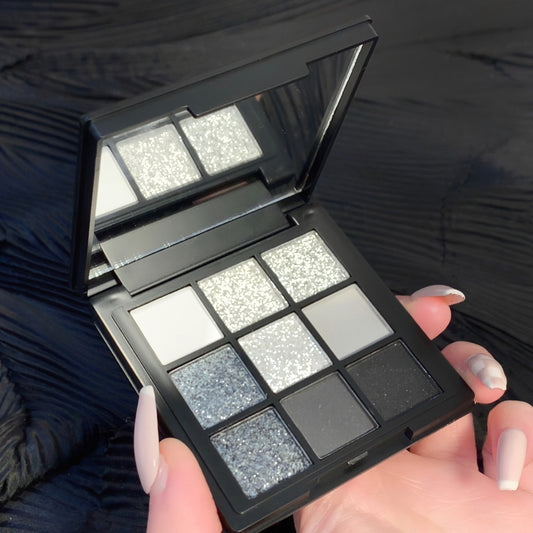 9-Color Black Swan Eyeshadow Glitter Palette - Smoky Punk Style, Matte & Metallic Finishes, Easy to Carry for Travel, Perfect Valentines Day Gift for Music Festival Lovers