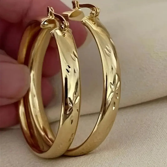 [Fashion Earrings] Large Circle Earrings, A Pair of Women's Fashion Middle Eastern Style Carved | Daily Casual Party Wedding Accessories Ramadan Gift Jewelry Chic Le'Meek