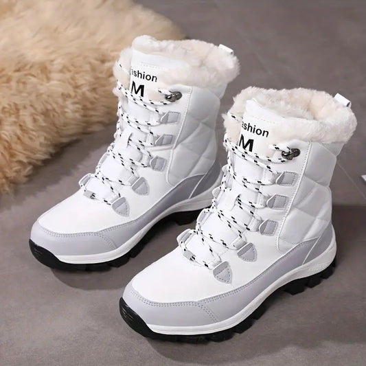 Women'S Winter Snow Boots, Anti-Slip Thick Warm Fleece-Lined Shoes, Solid Color, Round Toe, Fabric Upper, TPR Sole, Superfine Fiber Inner, Man-Made Materials - Cozy Footwear for Cold Weather Chic Le'Meek