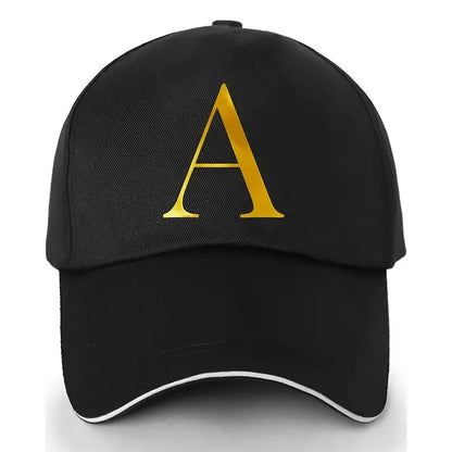 Unisex Polyester Baseball Cap | Adjustable Fit | Lightweight, Breathable & Quick-Dry | Golden Letter Print Embroidery 'M' or 'A' | Ideal for Outdoor Sports and Travel | Stylish Hip-Hop Dad Hat, Casual Wear Hat | Hiphop Style Chic Le'Meek