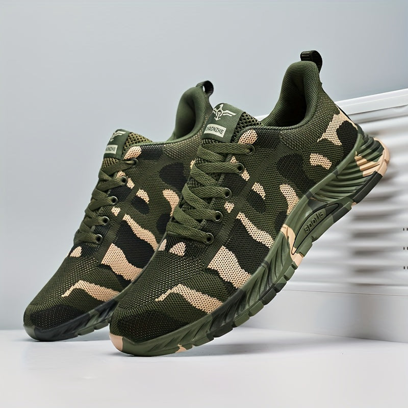 Men's Fashion-Forward Camouflage Sneakers - Artfully Woven Knit, Ultra-Comfortable, Secure Non-Slip Grip