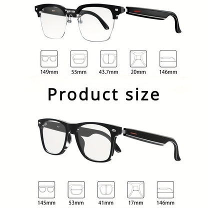 Classic Half Frame Fashionable Smart Glasses, Smart Touch Audio Glasses, Sports Outdoor, Office, Business, Driving Glasses, Portable Smart Ultra Clear Glasses, Cycling Glasses, Music Playback Glasses, Powerful Stereo