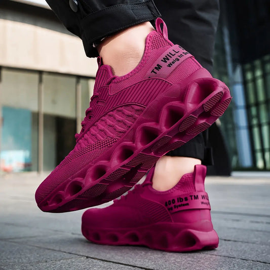 2025 New Unisex Breathable Mesh Running Shoes - Lightweight Stability Low-Top Sneakers with EVA Cushioning for Men & Women, Vibrant Purple Casual Walking Shoes for Spring/Summer/Fall Chic Le'Meek