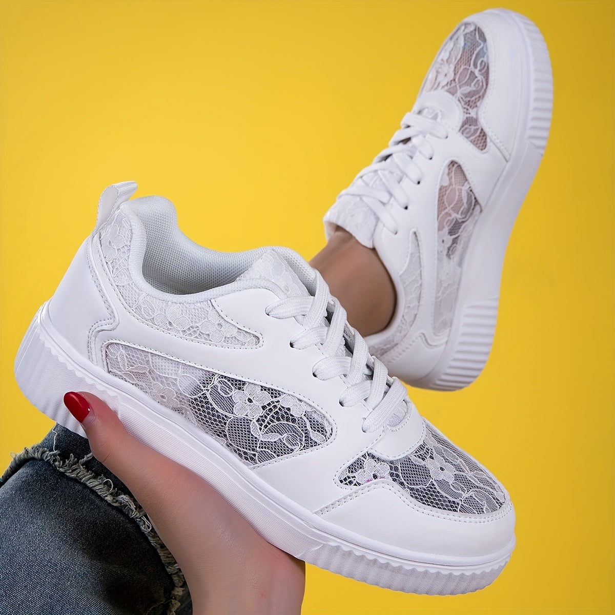 Lace-Up Fashion Sneakers - Breathable, Comfortable, Stylish Low-Top Trainers with EVA Insole, MD Sole, and Microfiber Upper - Perfect for Casual, Sporty Women of All Seasons