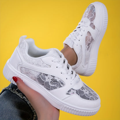 Lace-Up Fashion Sneakers - Breathable, Comfortable, Stylish Low-Top Trainers with EVA Insole, MD Sole, and Microfiber Upper - Perfect for Casual, Sporty Women of All Seasons