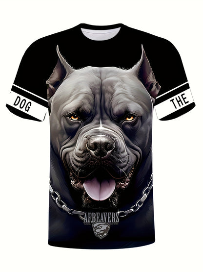 Mens Graphic Crew Neck T-Shirt - Fashion Outdoor Tee with 3D Dog Random Print Design