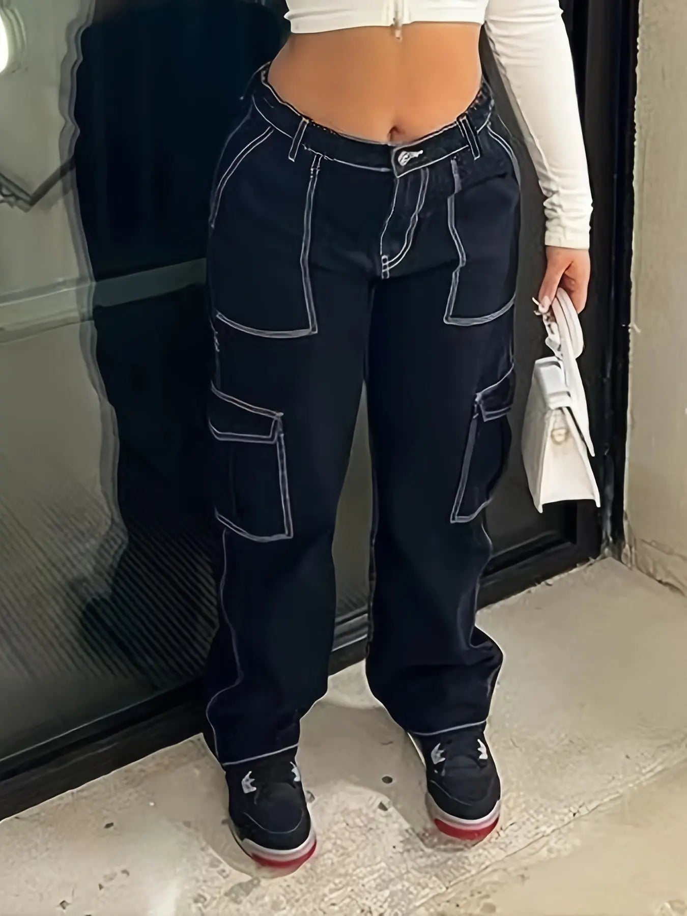 Loose-Fit, Comfortable, Streetwear Style Pants with Multiple Pockets for Fall, Casual Daily Wear, Flattering Silhouette, and Soft Fabric Temu