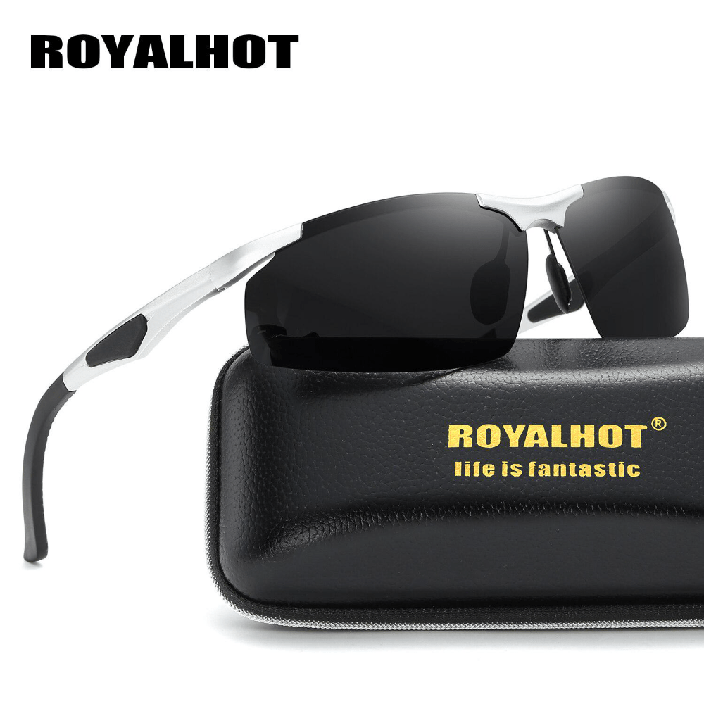 RoyalHot, Aluminum Magnesium Frame Polarized Square Sunglasses, For Men Women Outdoor Sports Party Vacation Travel Driving Fishing Cycling Supplies Photo Props