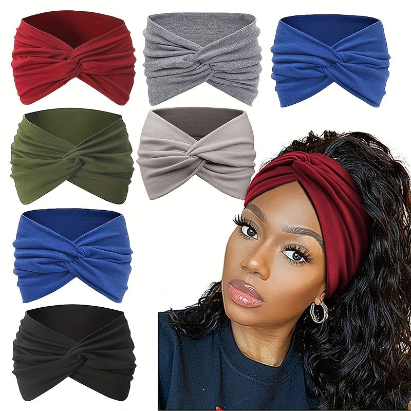 10pcs Vibrant Solid Color Stretchy Sports Headbands - Super Comfortable Wide Yoga Hairbands for Womens Active & Casual Style