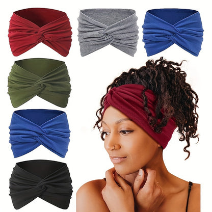 10pcs Vibrant Solid Color Stretchy Sports Headbands - Super Comfortable Wide Yoga Hairbands for Womens Active & Casual Style