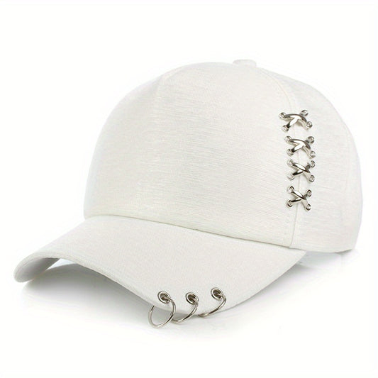 Ventilated Mercerized Luxury Cap with Metal Ring Accent - Perfect for Spring/Summer - Unisex Style for Men & Women