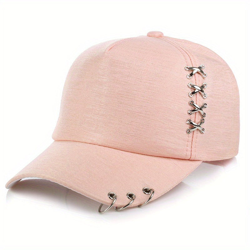 Ventilated Mercerized Luxury Cap with Metal Ring Accent - Perfect for Spring/Summer - Unisex Style for Men & Women