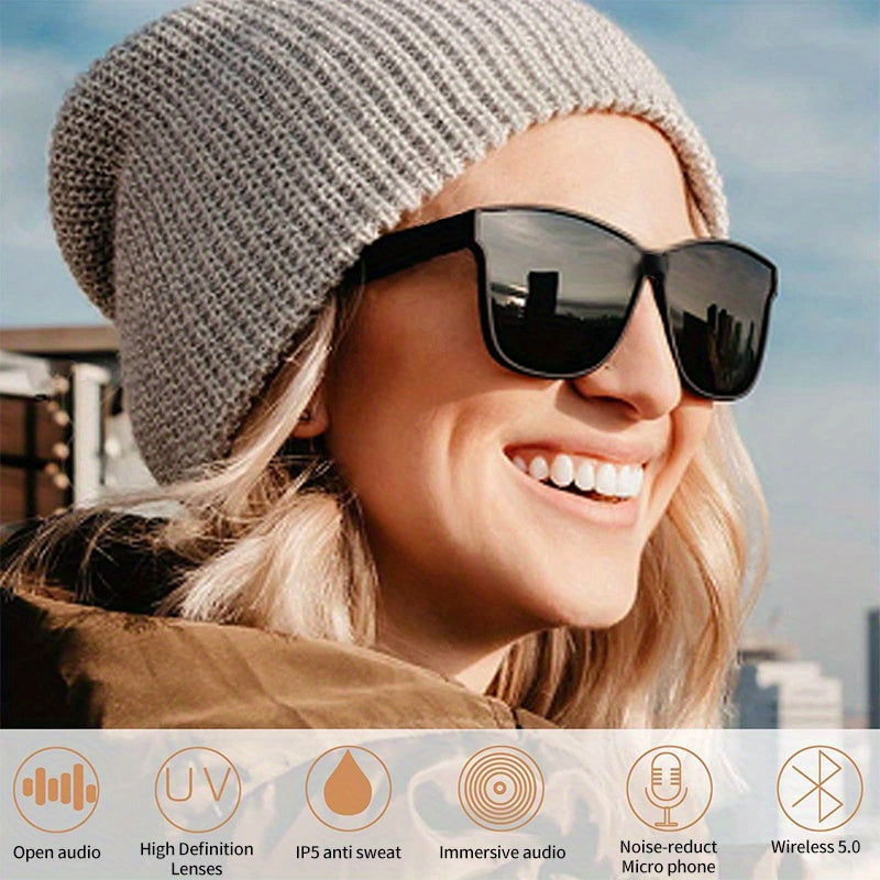 Smart Sunglasses: Equipped With Wireless 5.0 Audio Function, Voice Call, Music Playback And Voice Assistant Activation Function - Suitable For Smart Glasses On Sunny Beach Days