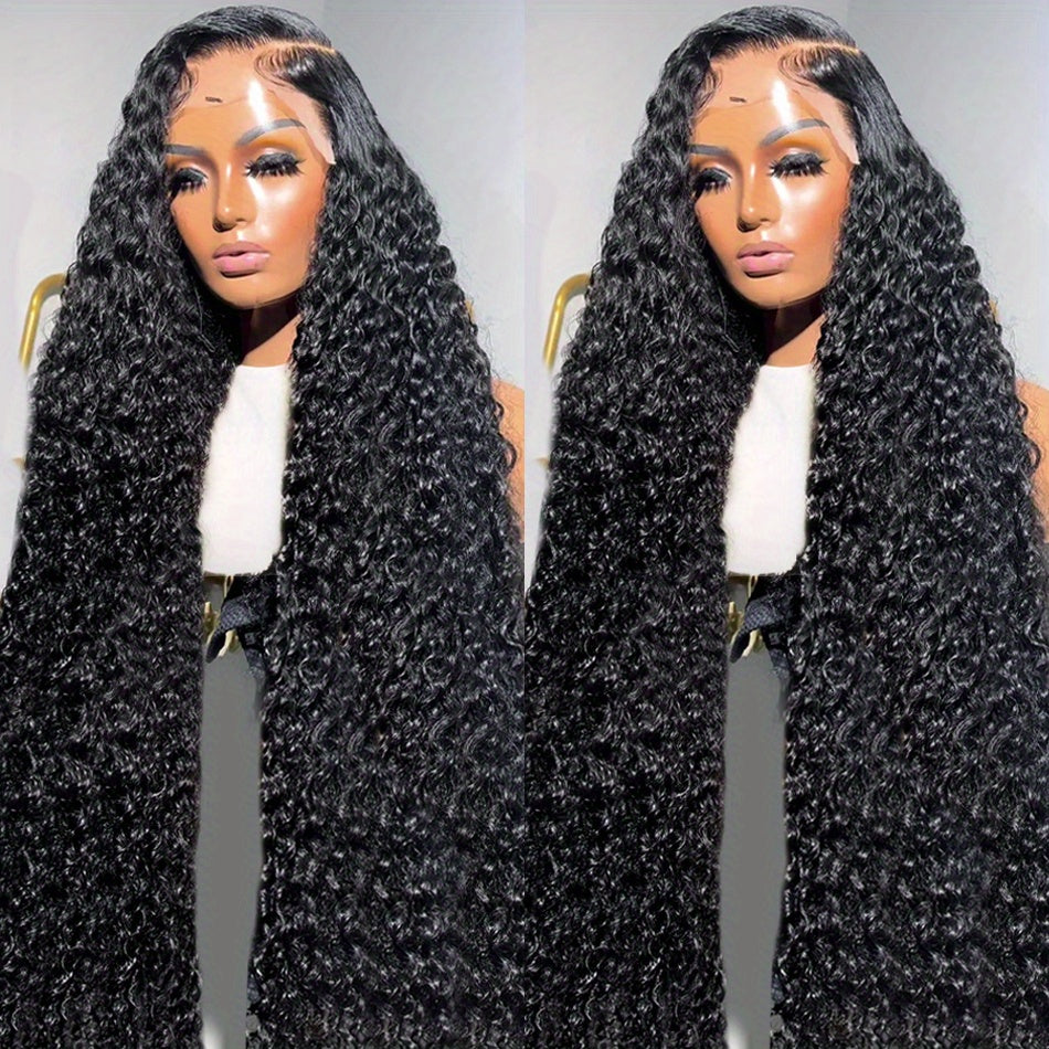 40 Inch Deep Wave Curly Full Lace Front Wig - 360 HD Lace, 200% Density, Water Wave Style for African Women - Vacation Ready, Natural Looking, Long Lasting