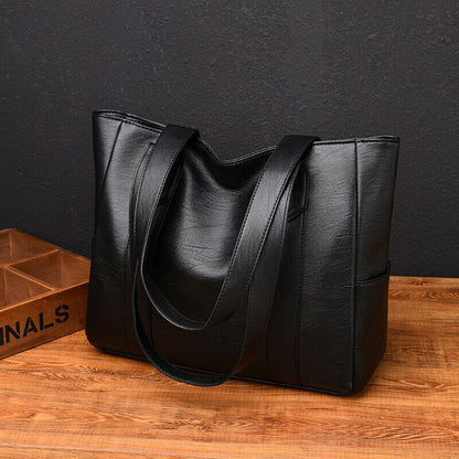 1Pc Soft and Stylish PU Leather Satchel Shoulder Tote Bag with Zipper Closure and Polyester Lining - Perfect for Everyday Use