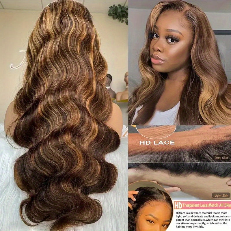 250% Density Wigs Human Hair Long Body Wave Lace Front Wigs Human Hair Wig 4/27 Honey Blonde Pre Plucked With Baby Hair