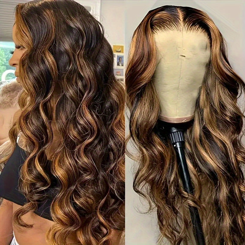 250% Density Wigs Human Hair Long Body Wave Lace Front Wigs Human Hair Wig 4/27 Honey Blonde Pre Plucked With Baby Hair