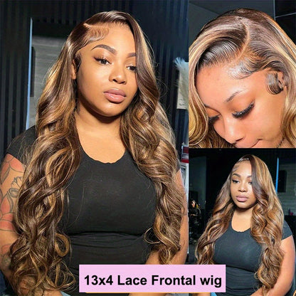 250% Density Wigs Human Hair Long Body Wave Lace Front Wigs Human Hair Wig 4/27 Honey Blonde Pre Plucked With Baby Hair