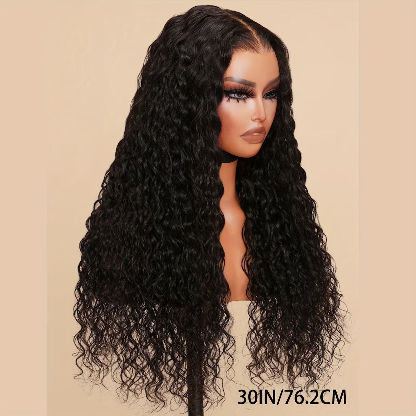 Put On And Go 13x6 Water Wave Wig Glueless Wigs Human Hair Pre Plucked Pre Cut Human Hair Wigs 200% Density For Women Human Hair HD Lace Frontal Deep Curly Wigs Glueless Wig For Beginners