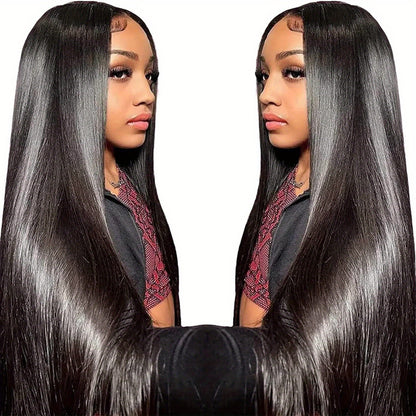 250% Density Straight Lace Front Wig Transparent HD 13x6 Straight Brazilian Virgin Human Hair Lace Frontal Wigs Pre Plucked With Baby Hair Black For Women 34Inch