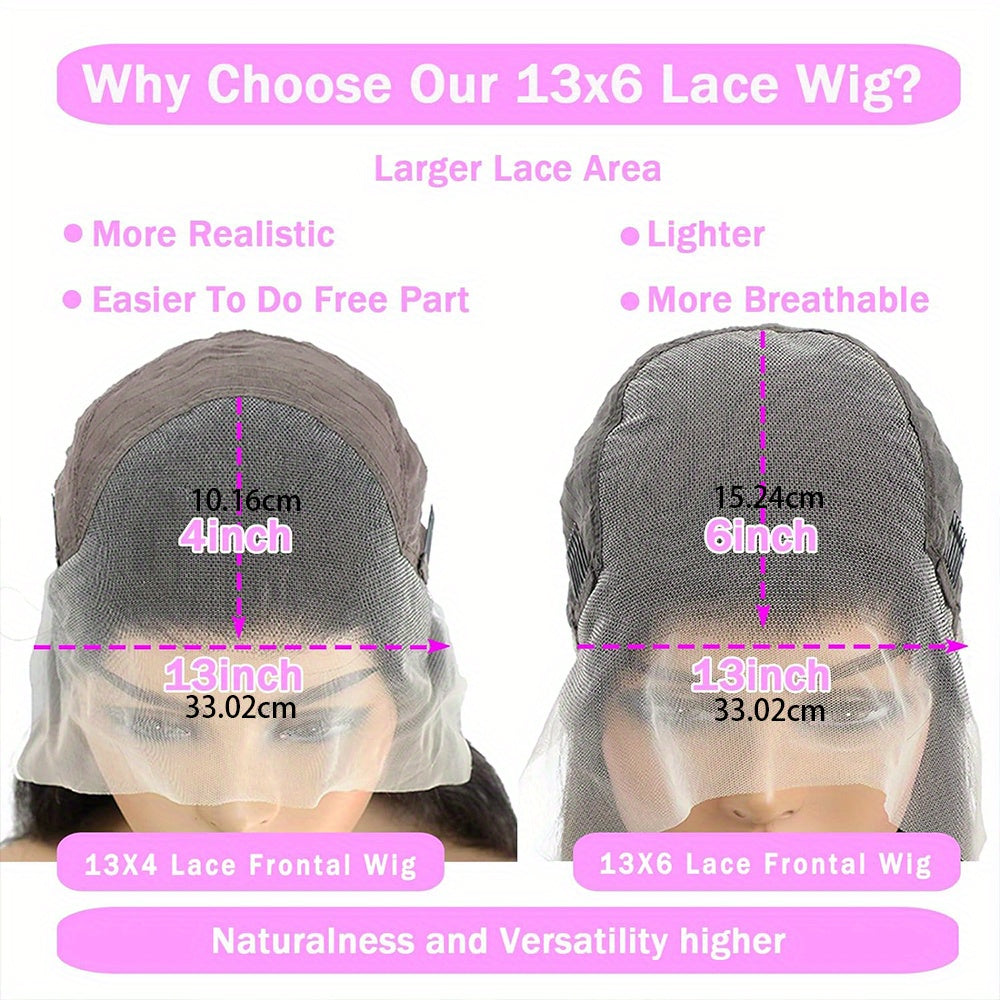 250% Density Straight Lace Front Wig Transparent HD 13x6 Straight Brazilian Virgin Human Hair Lace Frontal Wigs Pre Plucked With Baby Hair Black For Women 34Inch