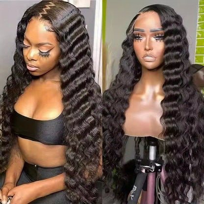 30Inch 13x6 Deep Curly Human Hair Wigs For Women Pre Plucked Loose Deep Wave Hd Transparent Frontal Wig Full Density