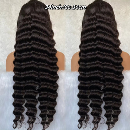 30Inch 13x6 Deep Curly Human Hair Wigs For Women Pre Plucked Loose Deep Wave Hd Transparent Frontal Wig Full Density