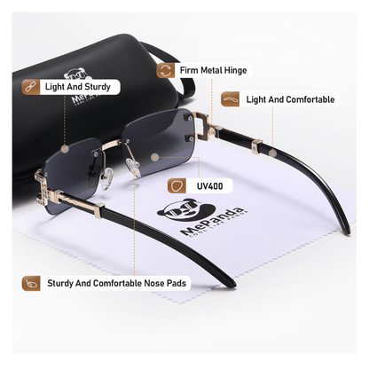 MePanda Unisex Rimless Metal Glasses, Beveled Edges, Fashionable And Versatile For Outdoor And Everyday Use