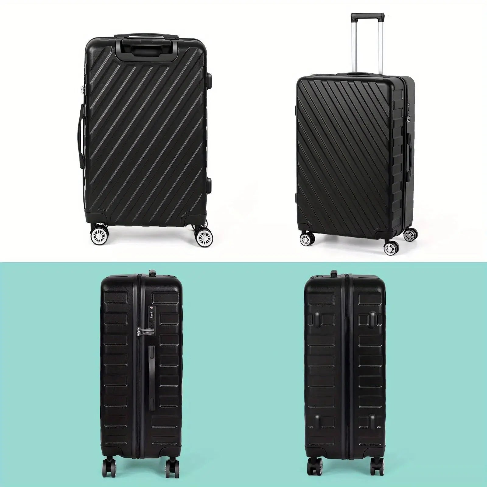 5-Piece ABS Luggage Set, Includes 12", 14", 20", 24" & 28" Hardside Spinner Suitcases, With TSA Lock Spinner Wheels Durable Travel Luggage AliExpress
