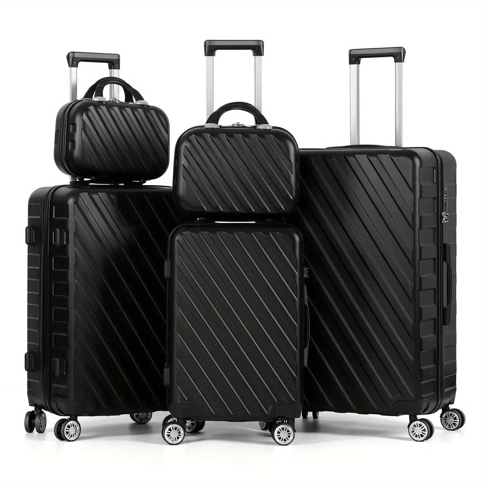 5-Piece ABS Luggage Set, Includes 12", 14", 20", 24" & 28" Hardside Spinner Suitcases, With TSA Lock Spinner Wheels Durable Travel Luggage AliExpress