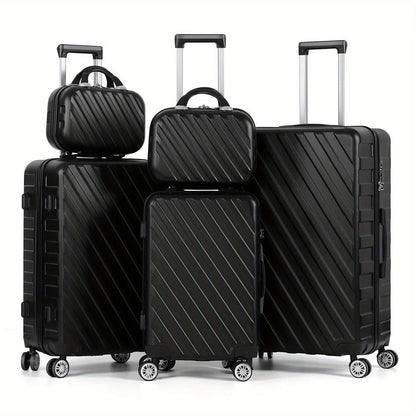 5-Piece ABS Luggage Set, Includes 12", 14", 20", 24" & 28" Hardside Spinner Suitcases, With TSA Lock Spinner Wheels Durable Travel Luggage AliExpress