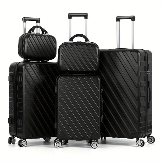 5-Piece ABS Luggage Set, Includes 12", 14", 20", 24" & 28" Hardside Spinner Suitcases, With TSA Lock Spinner Wheels Durable Travel Luggage AliExpress