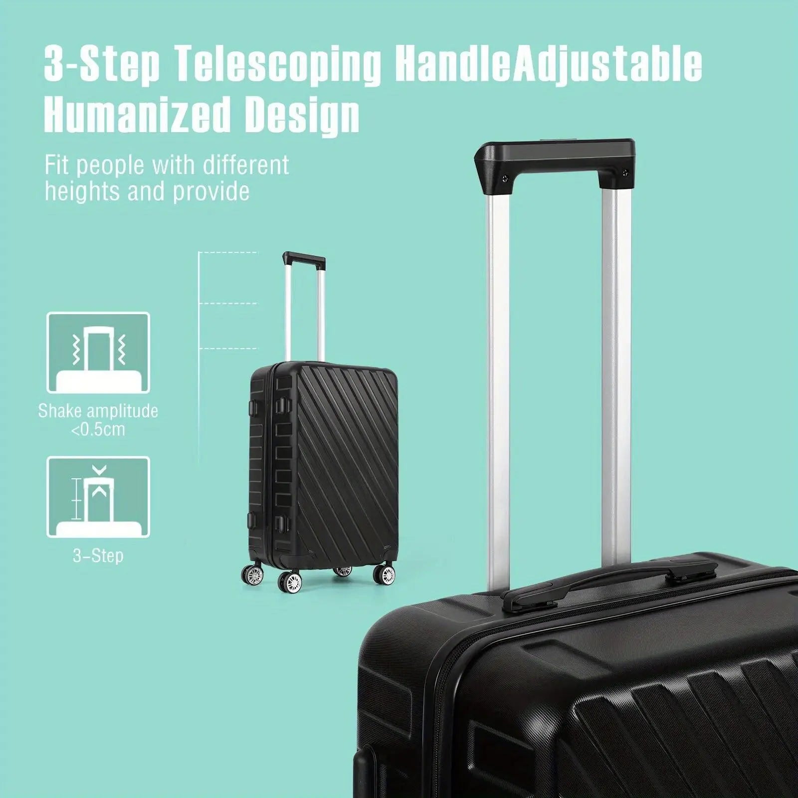 5-Piece ABS Luggage Set, Includes 12", 14", 20", 24" & 28" Hardside Spinner Suitcases, With TSA Lock Spinner Wheels Durable Travel Luggage AliExpress