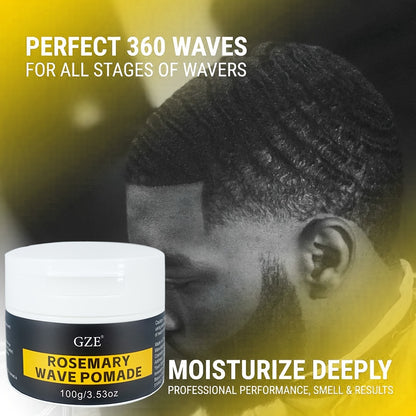 Rosemary Wave Pomade – Premium Hair Styling Pomade for Men and Women with Natural Rosemary Extracts, Strong Hold, Water-Based Formula for Flexible Styling, Long-lasting Results