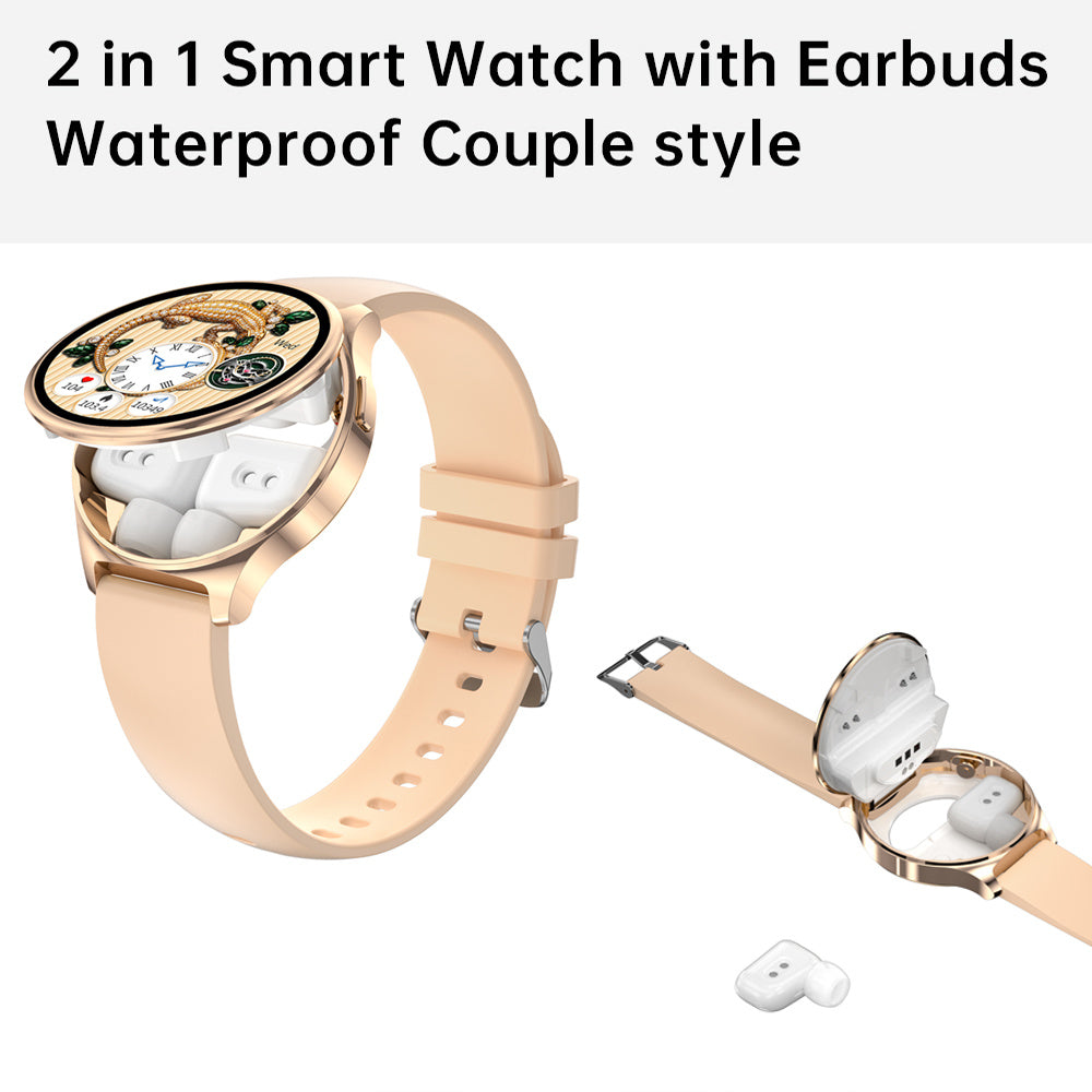 Fashion 2-in-1 Smartwatch Sports watch with headphones Elegant Women's Men's Waterproof Watch with earbuds Simple Yet Sophisticated Dial for Business & Social Events