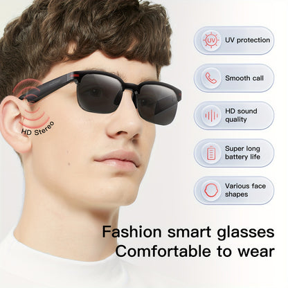 Wireless Smart Glasses with HD Display - Touch Control, UV Protection, Clear Lens, Built-in Mic & Speaker, Hands-Free Music & Calls, Water-Resistant, Rechargeable Lithium Battery, Shock-Resistant