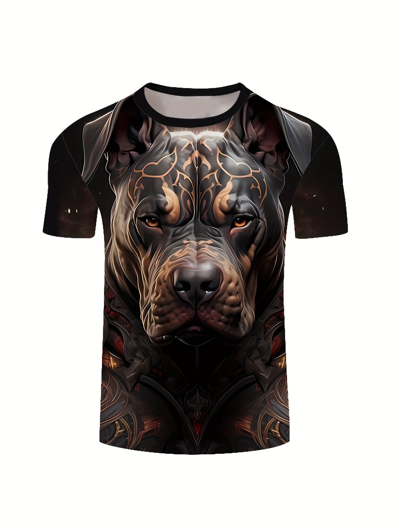 Plus Size 3D Pug Graphic Print Short Sleeve Crew Neck T-Shirt - Soft Slight Stretch Polyester Fabric, Casual Stylish Patterned Tops for Summer - Translucent, Regular Fit, Knit Fabric, Perfect for Outdoor Sports and Daily Wear