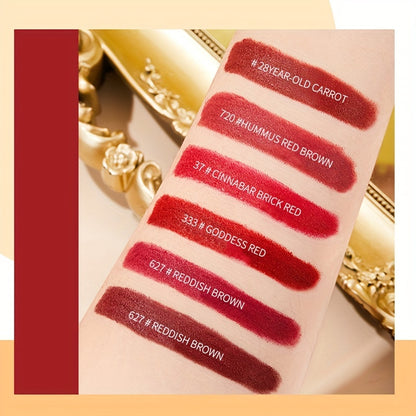 Red Velvet Matte Lipstick: Long-Lasting, Water-Resistant, All Skin - Ideal Valentine’s Gift in Elegant Golden Tube