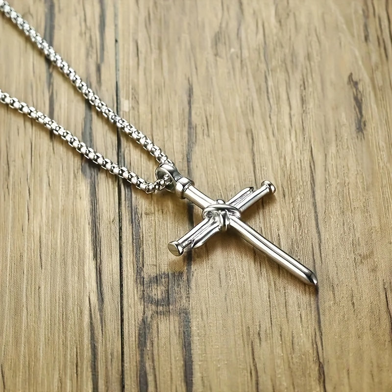 Stainless Steel Cross Pendant Necklace For Men, Fashion Necklace Jewelry Accessory