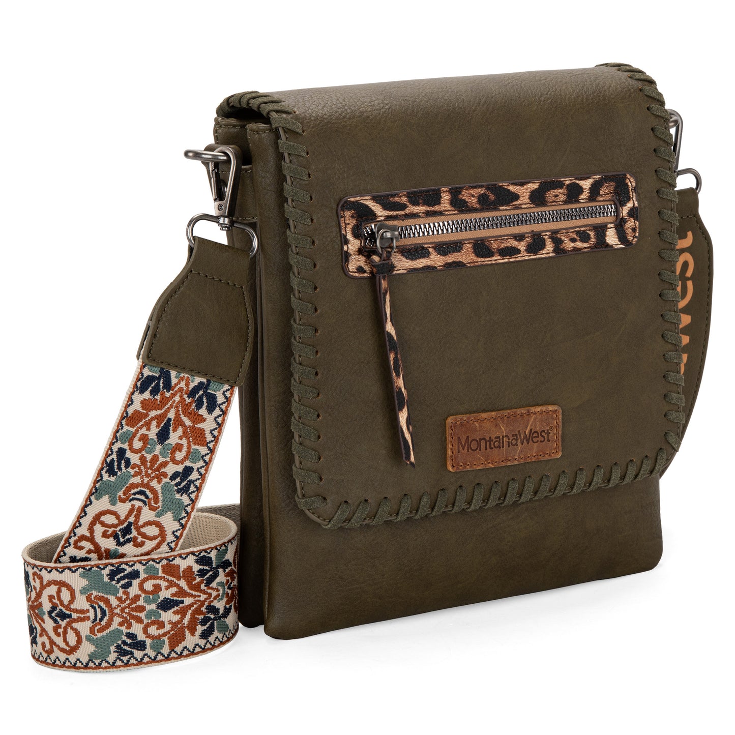 Montana West Multi Zipper Pocket Crossbody Bags for Women Western Printed Strap