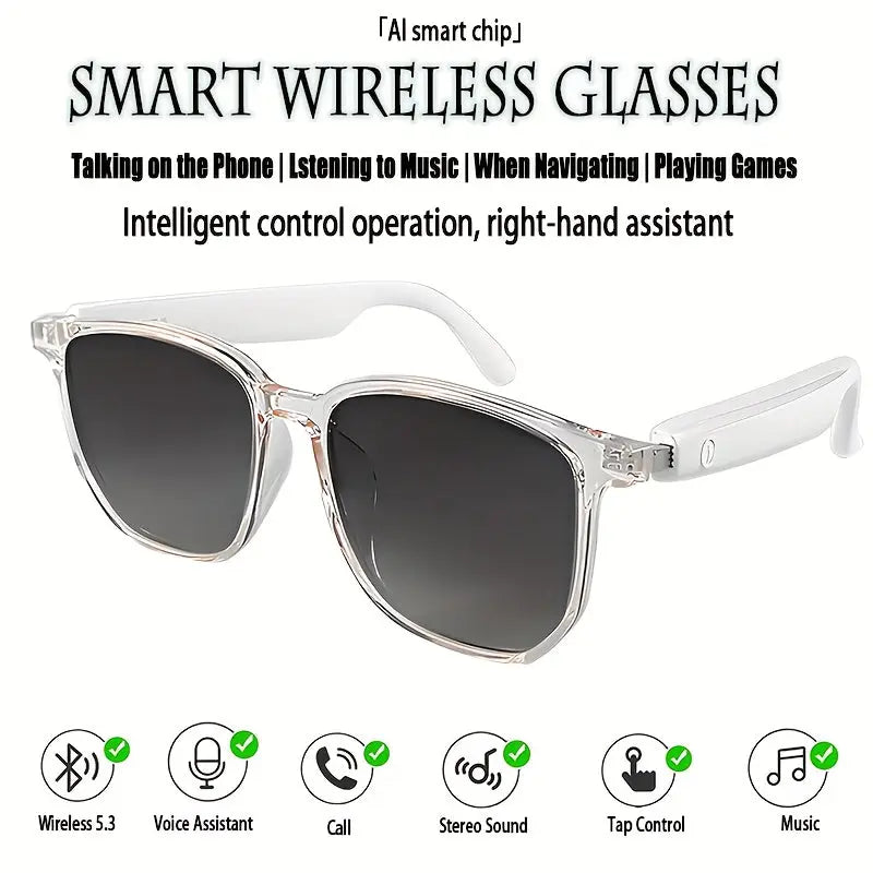 [New Smart Glasses] Smart Glasses: New Photo-taking Outdoor Sports | Music And Calls, Lightweight, Remote Control Photography, Built-in Microphone And Speaker, Noise Reduction, Touch And AI Voice Assistant, Compatible With IP Chic Le'Meek